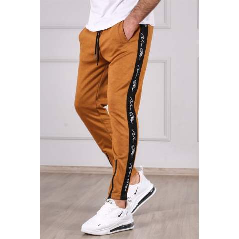 Madmext Camel Striped Sweatpants 2932 - Camel