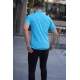 Madmext Blue Basic Polo Shirt for Men 4550 - Mavi