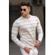 Madmext Men Striped Beige Knitted Sweater 5177 - Bej