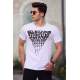 Madmext White Letter Printed T-shirt for Men 4471 - Beyaz