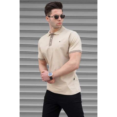 Men Beige Polo T-Shirt - Bej