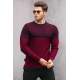 Madmext Men Color Blocked Maroon Sweater 4734 - Bordo