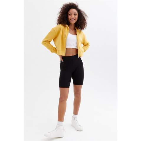 Mad Girls Cropped Yellow Sweatshirt MG1355 - Sarı