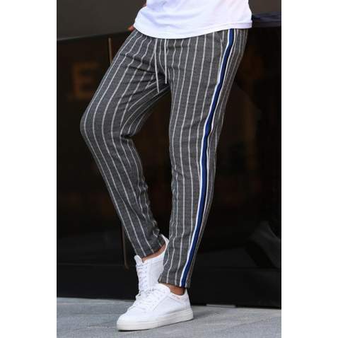 Madmext Anthracite Striped Sweatpants 4205 - Antrasit