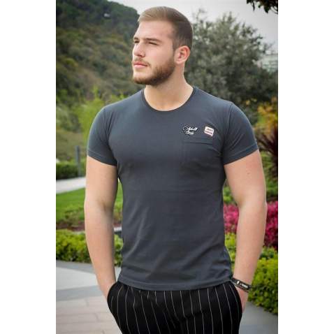 Madmext Dark Grey T-shirt for Men 3037 - Füme