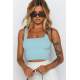 Women Baby Blue Crop Top MG1487 - Bebe mavisi