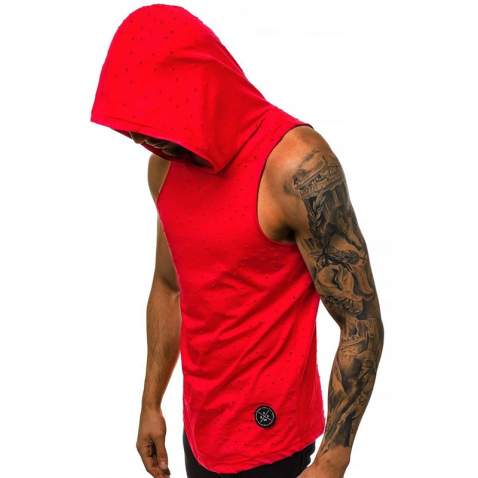 Madmext Red T-shirt with Hood for Men 2893 - Kırmızı