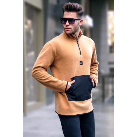 Camel Zip Neck Sweatshirt 6018 - Camel