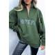 Mad Girls Khaki Zip Sweatshirt Mg1246 - Haki