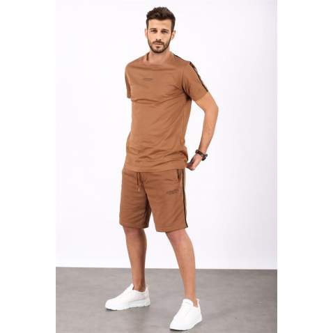 Madmext Men Oversize Brown Shorts Set 5376 - Kahverengi