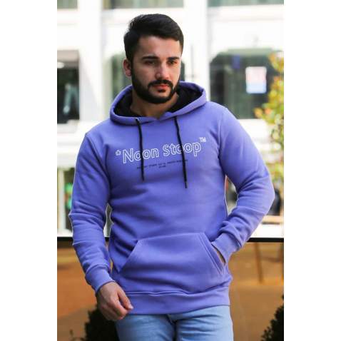 Madmext Purple Printed Hoodie 4157 - Mor