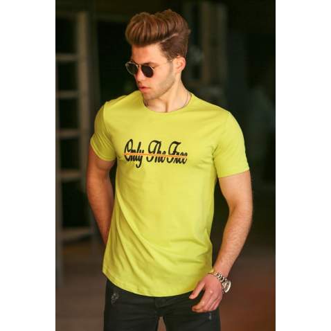 Madmext Yellow Printed T-shirt for Men 4541 - Yeşil