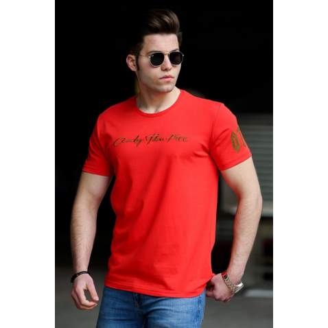 Madmext Red Printed T-shirt for Men 4496 - Kırmızı