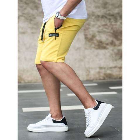 Madmext Yellow Zipper Detailed Shorts 4226 - Sarı