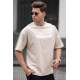 Madmext Men Oversize Beige T-shirt 5210 - Bej