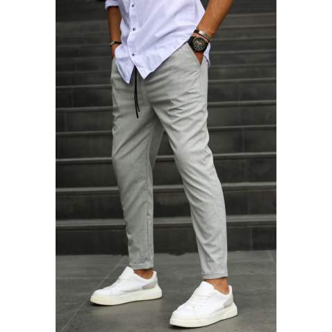 Gray Designed Slim Fit Jogger Trousers 5470 - Gri