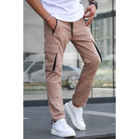 Beige Jogger Trousers with Cargo Pockets 5791 - Bej