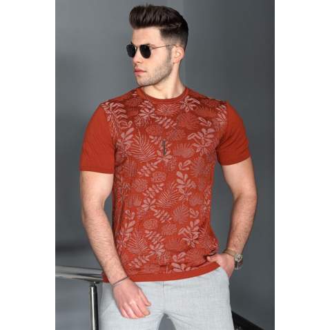 Madmext Men Tile Red Polo T-shirt 5088 - Kiremit