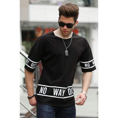 Madmext Black Printed T-shirt for Men 4483 - Siyah