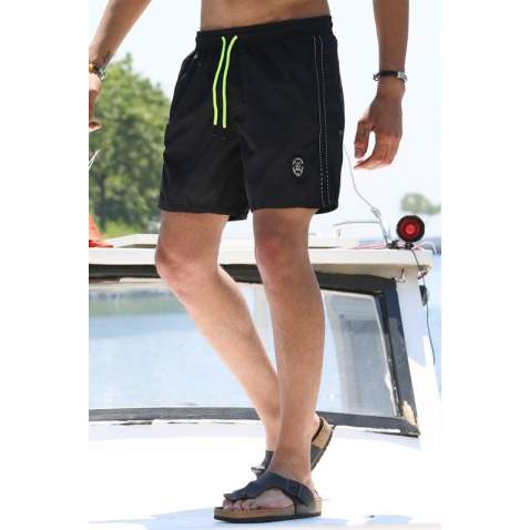 Madmext Men Striped Black Swim Shorts 2943 - Siyah