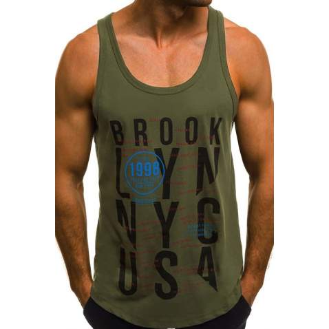 Madmext Men Khaki Tank Top 2496 - Haki