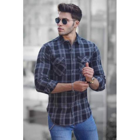 Madmext Men Plaid Anthracite Shirt 4687 - Antrasit