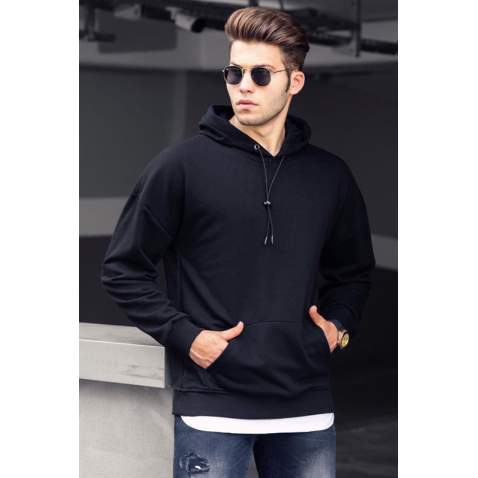 Madmext Basic Black Men Hooded Sweatshirt 4764 - Siyah