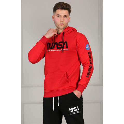 Madmext Men Printed Red Hoodie 4385