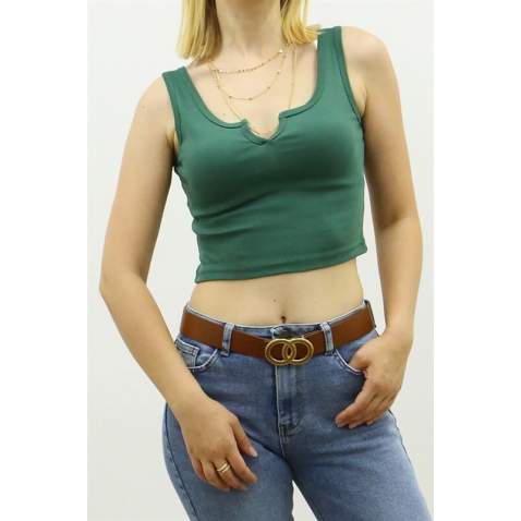 Mad Girls Green Crop Top MG362 - Yeşil