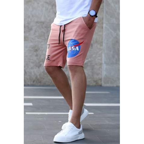 Madmext Soft Pink Nasa Printed Capri for Men 4248 - Pudra