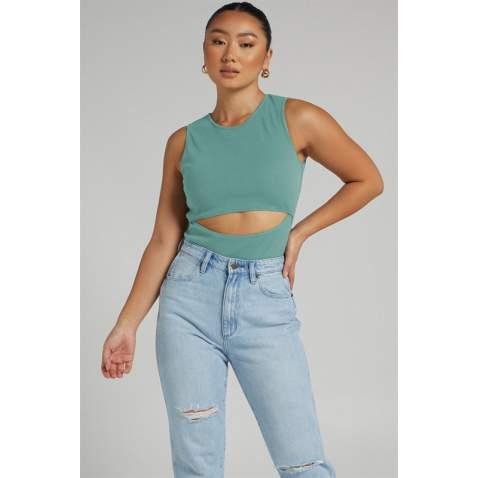 Mad Girls Mint Green Plain Bodysuit MG1448 - Mint yeşili