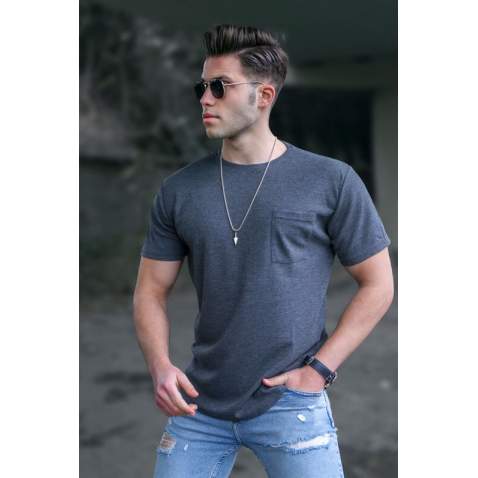 Madmext Men Anthracite T-shirt 5280 - Antrasit