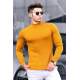 Madmext Mustard Striped Turtleneck Jumper 4736 - Hardal