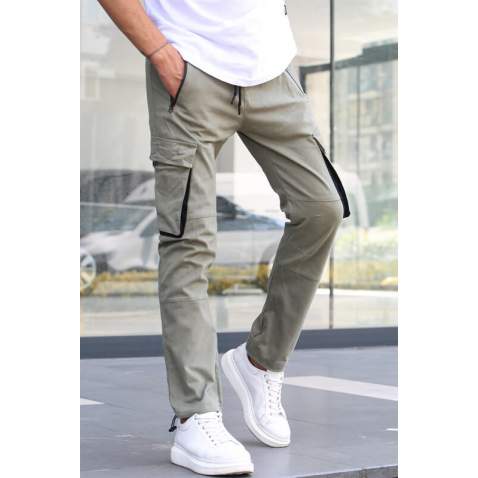 Light Green Jogger Trousers with Cargo Pockets 5791 - Açık yeşil