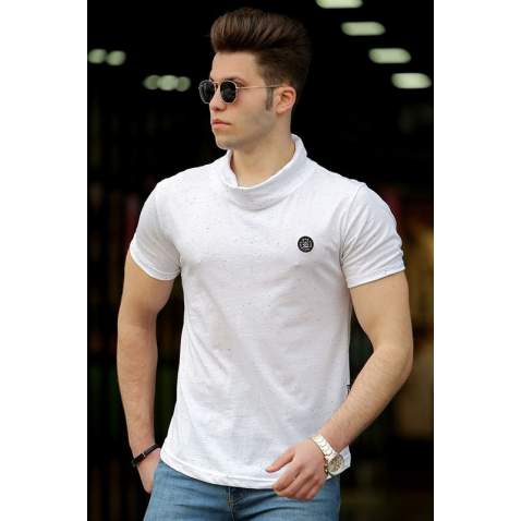 Madmext White T-shirt for Men 4554 - Beyaz