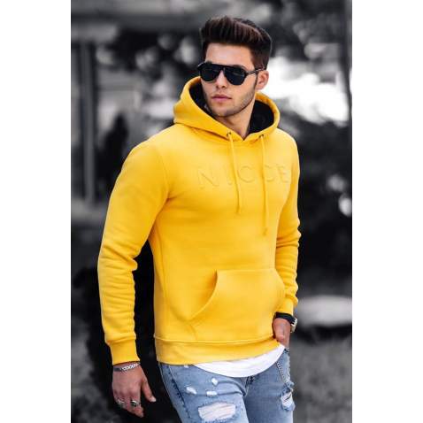 Madmext Yellow Printed Hoodie 2849 - Sarı