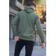 Khaki Green Basic Hoodie Sweatshirt 6014 - Haki yeşili