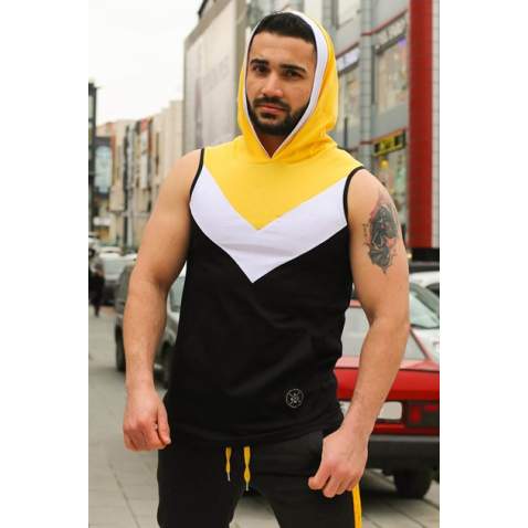 Madmext Men Sleeveless Black Hoodie 2897 - Siyah