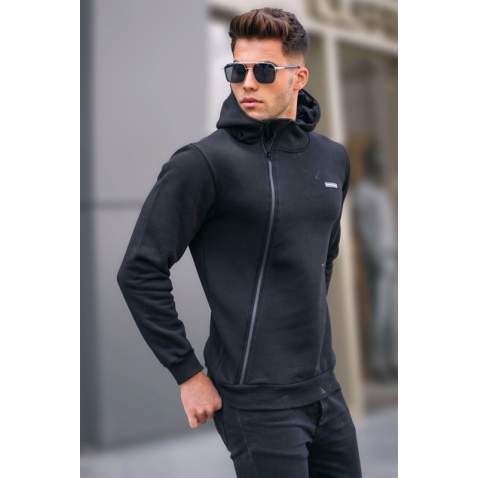 Madmext Men Black Sweater With Zipper 5335 - Siyah