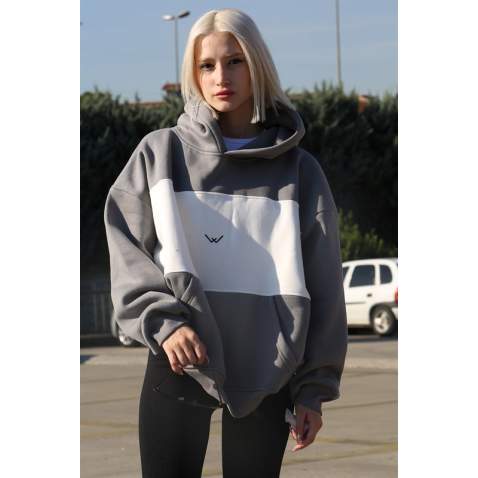 Dye Gray Block Color Sweatshirt MG1544 - Boyalı gri