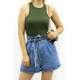 Mad Girls Mint Khaki Crop Top MG361 - Haki