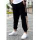 Madmext Men Oversize Short Cuffed Black Sweatpants 4833 - Siyah