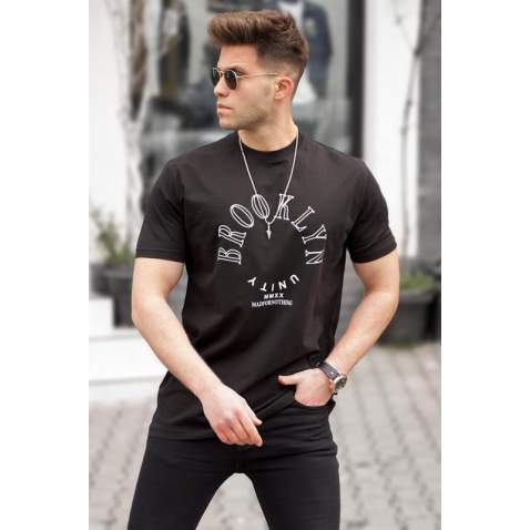 Madmext Men Printed Black T-shirt 5371 - Siyah