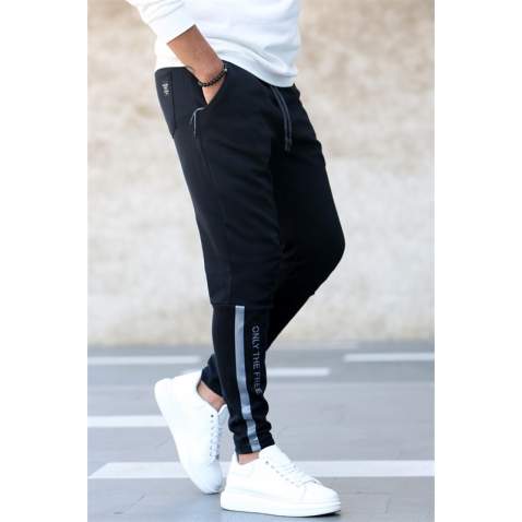 Madmext Men Printed Black Sweatpants 4213 - Siyah