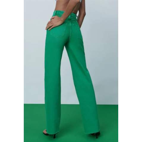 Mad Girls Green Palazzo Jeans Mg1189 - Yeşil