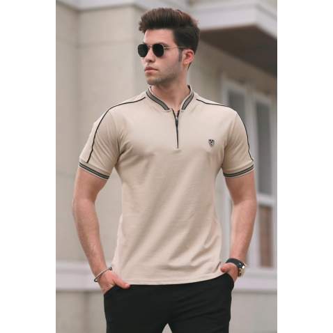 Madmext Men Beige Polo T-shirt 9281 - Bej