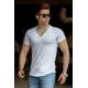 Madmext White Basic V Neck T-shirt for Men 4551 - Beyaz