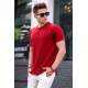 Men Maroon Buttoned T-Shirt - Bordo