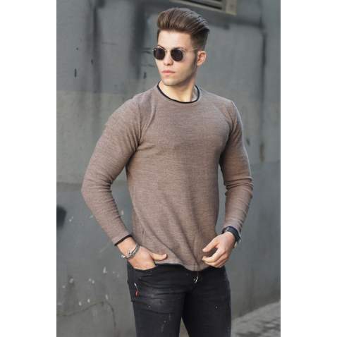 Madmext Brown Crew-Neck Men Knitwear Jumper 4637 - Kahverengi