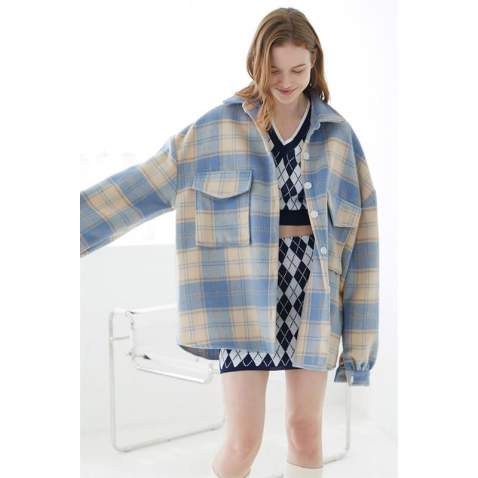 Mad Girls Oversize Turquiose Lumberjack Shirt MG042 - Turkuaz